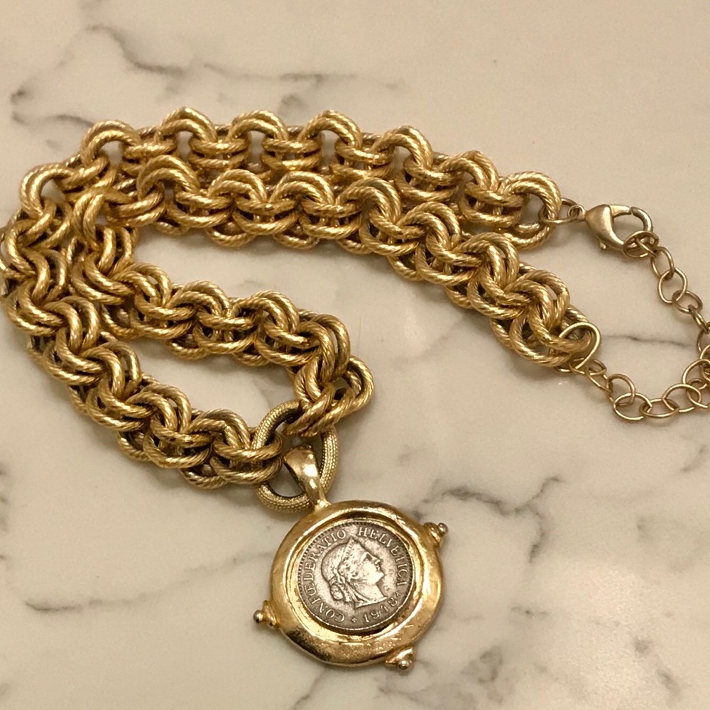Susan Shaw Two-Toned Coin Necklace